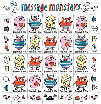 Message Monsters Forever Stamp (5 Sheets ) 100 stamps