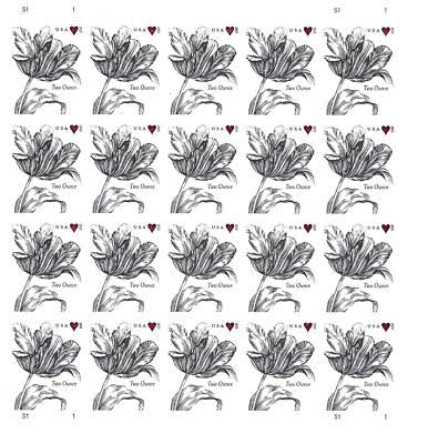 Vintage Tulip Wedding Series Two Ounce Stamp (5 Sheets ) 100 stamps