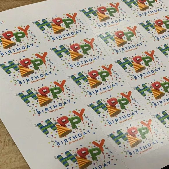 Happy Birthday Forever Stamp           (5 Sheets ) 100 stamps Discounted Forever Stamps