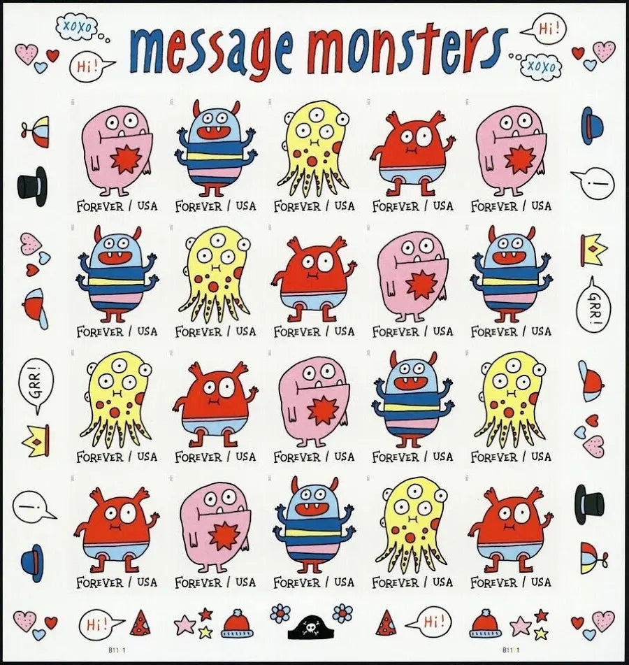 Message Monsters Forever Stamp (5 Sheets ) 100 stamps