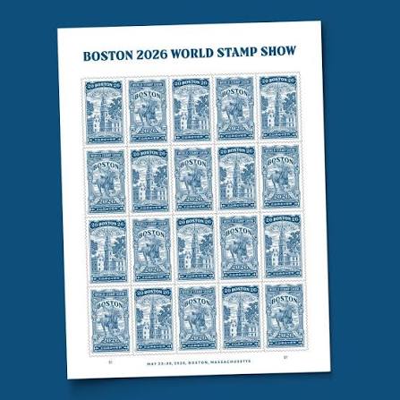 Boston 2026 World Stamp Show Forever Stamp (5 Sheets ) 100 stamps