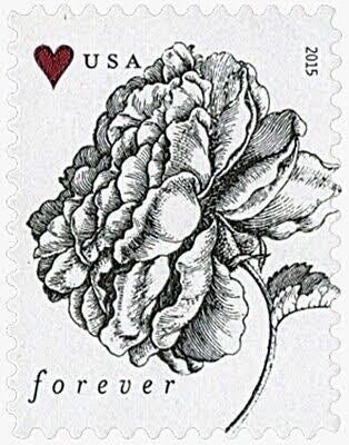 2015 Engraved Vintage Rose Forever First Class Postage Stamps (100 stamps) Discounted Forever Stamps