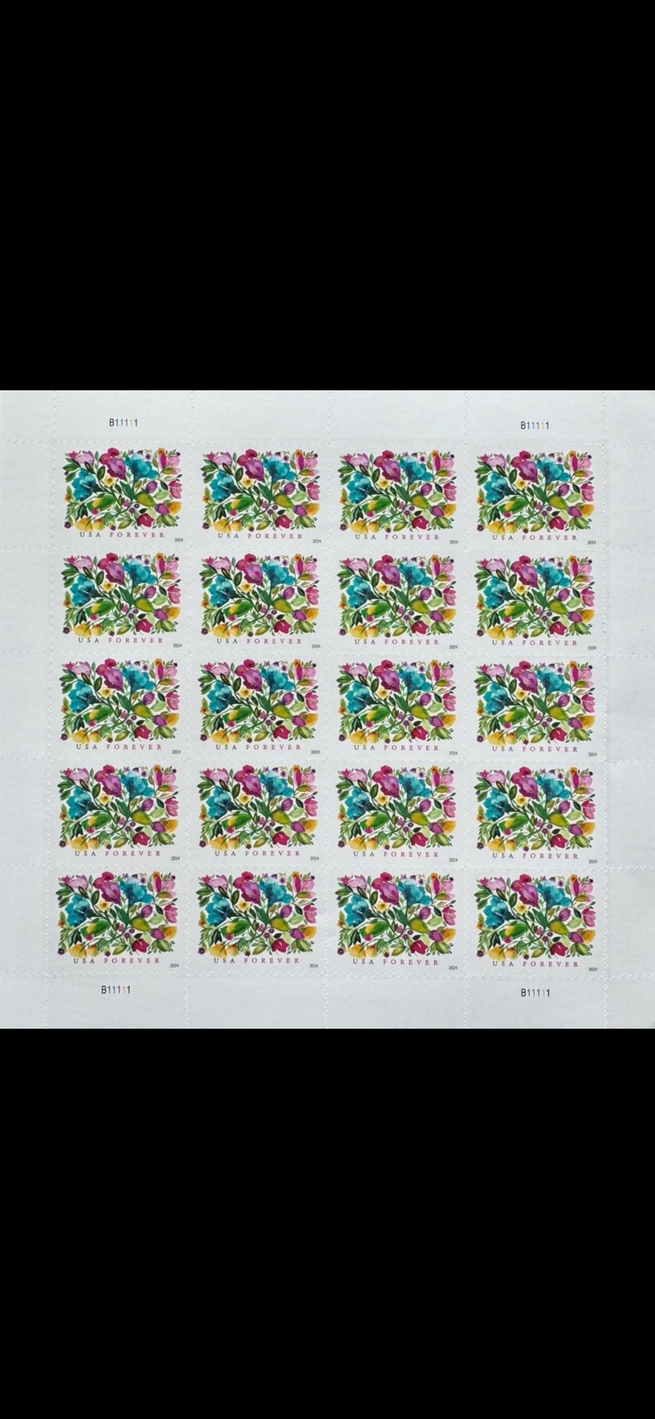 CELEBRATION BLOOMS SHEET FOREVER STAMPS ( 5 Sheets ) 100 Stamps