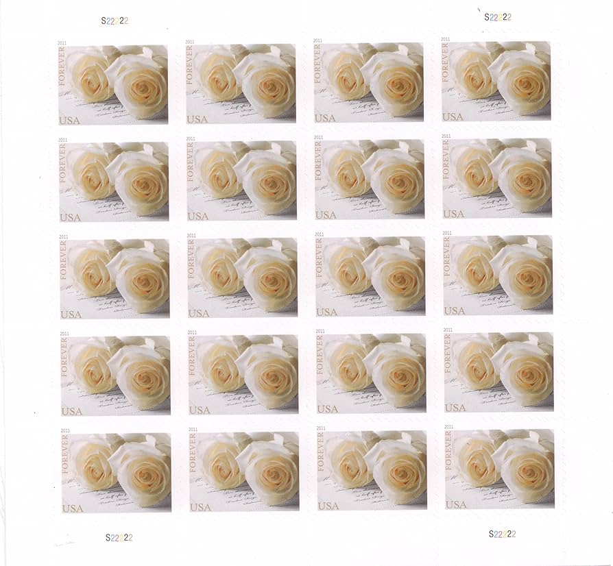 2011 White Roses Wedding Series Forever Stamp (5 Sheets ) 100 stamps
