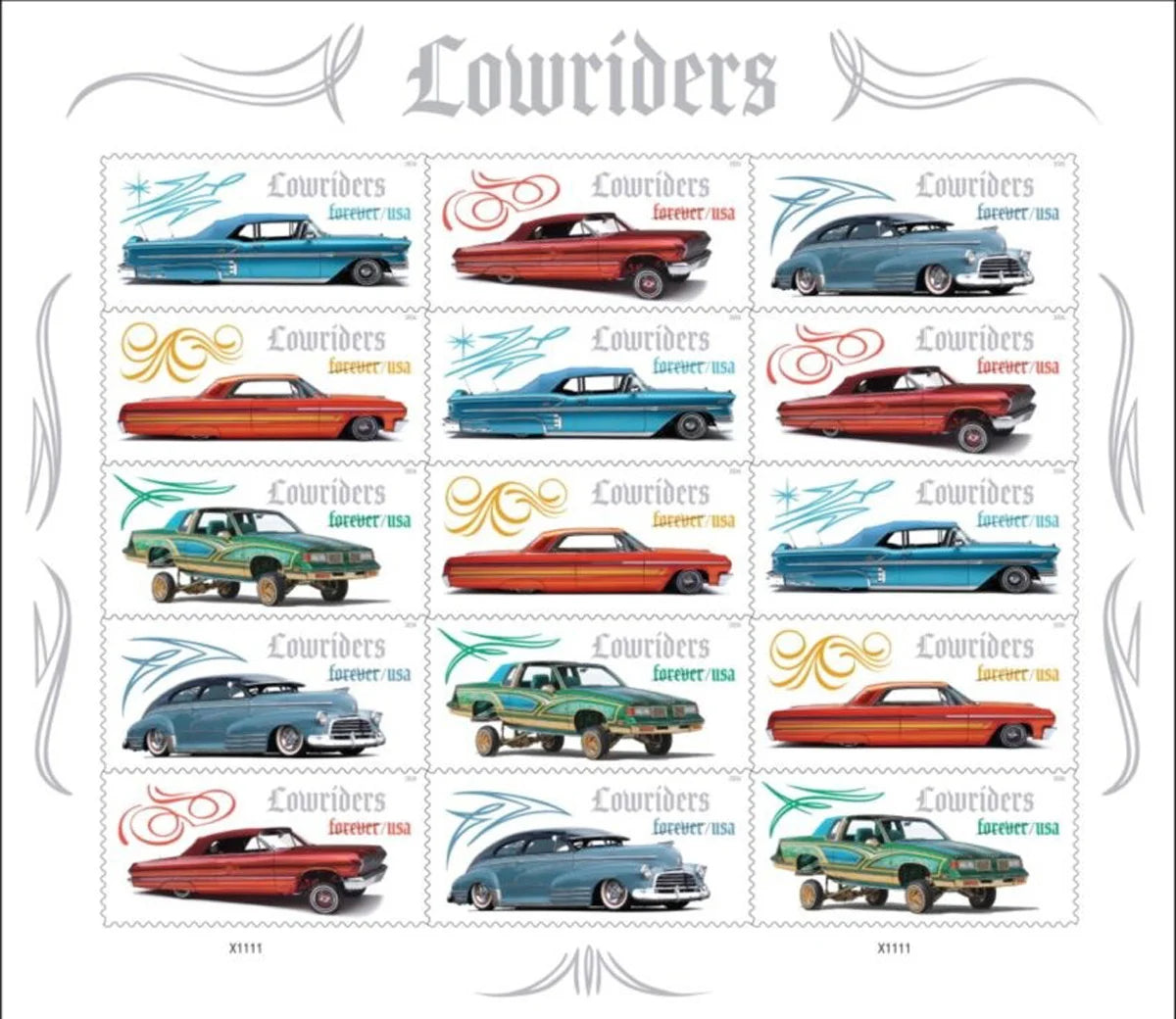 2026 LOWRIDERS SHEET FOREVER STAMPS ( 5 Sheets ) 75 Stamps