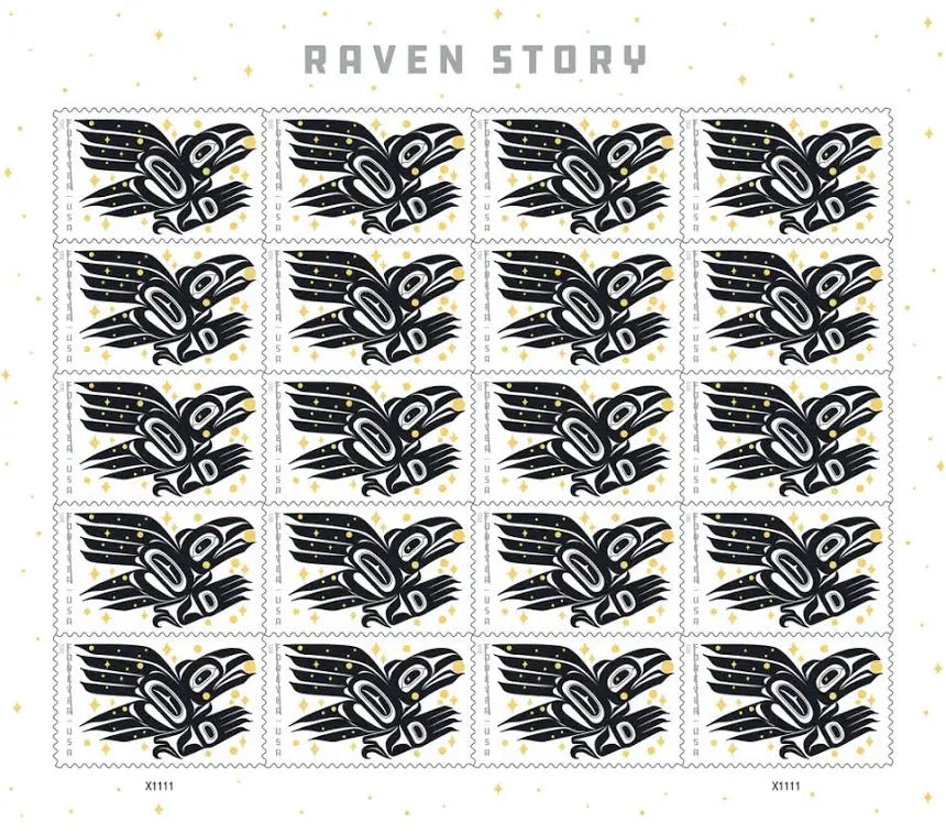 RAVEN STORY SHEET FOREVER STAMPS ( 5 Sheets ) 100 Stamps