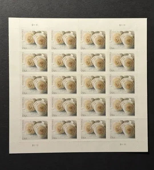 2011 White Roses Wedding Series Forever Stamp (5 Sheets ) 100 stamps