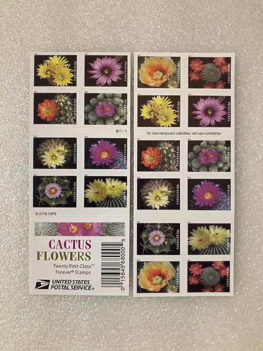 CACTUS FLOWERS BOOKLET FOREVER STAMPS ( 5 BOOKLETS ) 100 Stamps