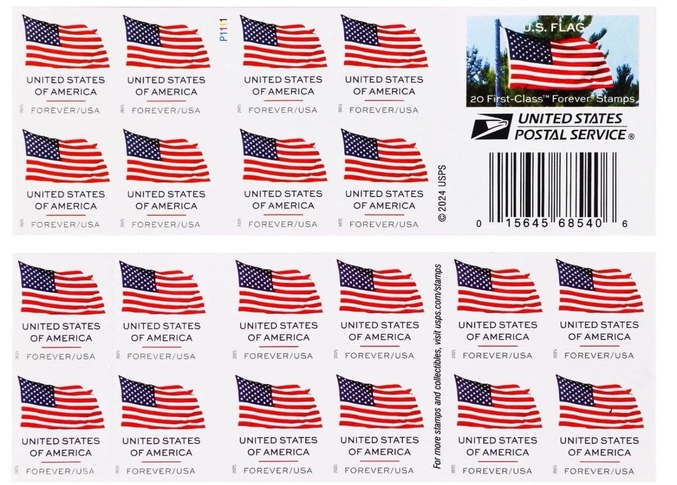 2025 U.S. FLAG BOOKLET FOREVER STAMPS ( 5 Booklets) 100 Stamps