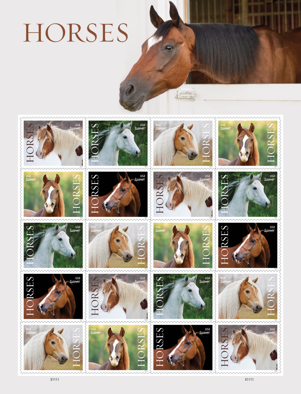 Horses Forever Stamp (5 Sheets ) 100 stamps