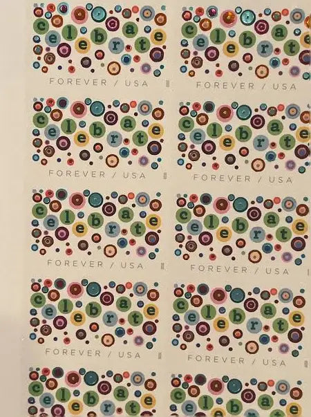 CELEBRATE CONFETTI SHEET FOREVER STAMPS ( 5 Sheets ) 100 Stamps